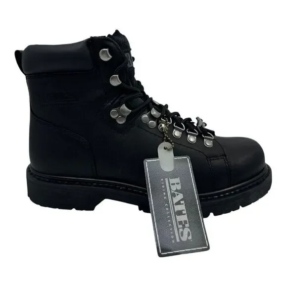Bates Mens Black Leather Oil-Resistant Motocycle Boots Sz. 7 Wide E44102 Canyon